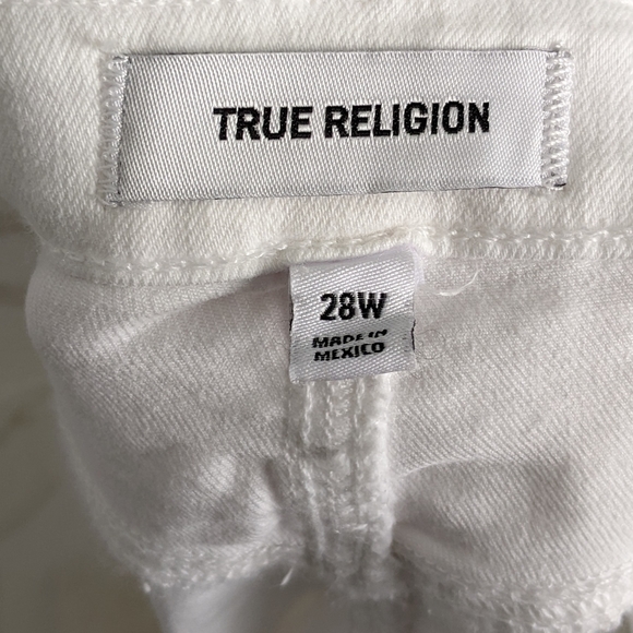 High Rise Optic White Raw Hem Denim Shorts - Picture 5 of 7